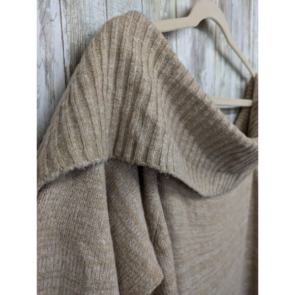 Eloquii Off The Shoulder Midi Flare Sleeve Fall Sweater Dress Tan Size 26/28 - Picture 4 of 10